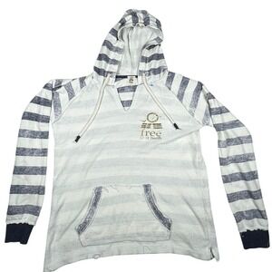 Free in St Barth Striped Hoodie V-Neck Pullover Beach Cover Up Top S $295